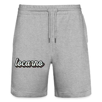 Écriture arc-en-ciel de Locarno - Short de jogging bio TRAINER Stanley/Stella unisexe - gris chiné - Devant - Nik (191cm) & Marisol (170cm)