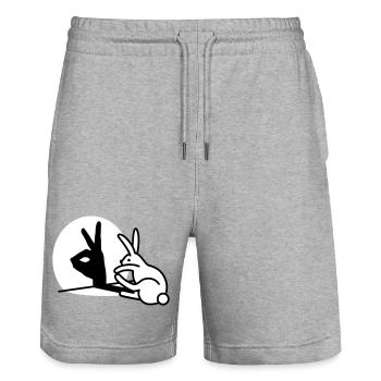 Funny Rabbit hand shadow puppets humor pop art - Stanley/Stella Trainer Unisex Organic Jogging Shorts - heather grey - Front - Nik (191cm) & Marisol (170cm)