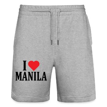 name t-shirt I love Manila t-shirt gift idea - Stanley/Stella Trainer Unisex Organic Jogging Shorts - heather grey - Front - Nik (191cm) & Marisol (170cm)