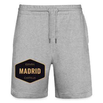 Badge Vintage Madrid Espagne - Short de jogging bio TRAINER Stanley/Stella unisexe - gris chiné - Devant - Nik (191cm) & Marisol (170cm)