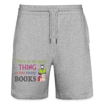 Lire Zebra, il n’y a pas trop de livres - Short de jogging bio TRAINER Stanley/Stella unisexe - gris chiné - Devant - Nik (191cm) & Marisol (170cm)