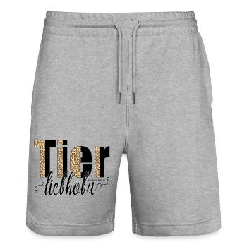 Tierliebhoba - Tierliebhaber, Österreich Dialekt - Stanley/Stella Unisex Bio Joggingshorts Trainer  - Grau meliert - Vorne - Nik (191cm) & Marisol (170cm)