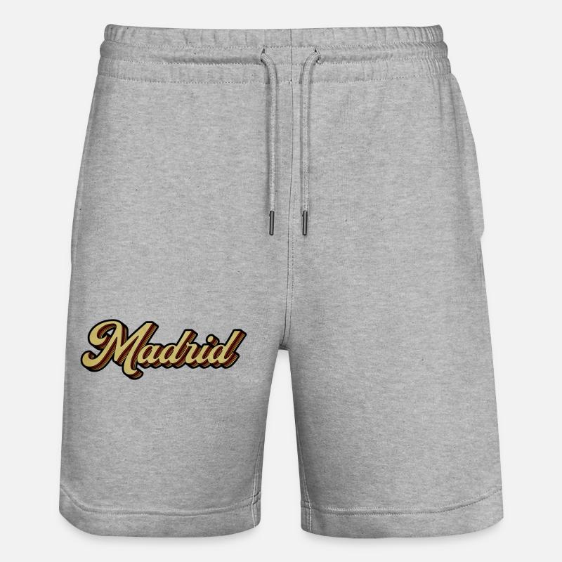 Madrid Retro Striped Script - Stanley/Stella Trainer Unisex Organic Jogging Shorts - heather grey