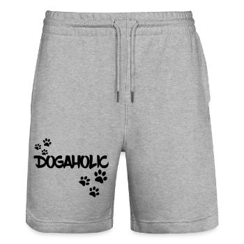 Dogaholic pour les amoureux des chiens. Amour de chien * - Short de jogging bio TRAINER Stanley/Stella unisexe - gris chiné - Devant - Nik (191cm) & Marisol (170cm)
