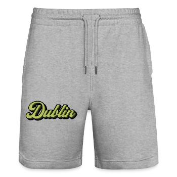 Dublin Retro Script in Lime - Stanley/Stella Unisex Bio Joggingshorts Trainer  - Grau meliert - Vorne - Nik (191cm) & Marisol (170cm)