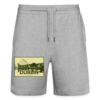Dublin Skyline Vintage Druck - Stanley/Stella Unisex Bio Joggingshorts Trainer  - Grau meliert - Vorne - Nik (191cm) & Marisol (170cm)