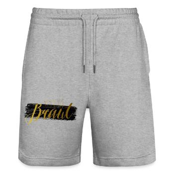 Braut JGA Gold Cocktail Elegant Design - Stanley/Stella Unisex Bio Joggingshorts Trainer  - Grau meliert - Vorne - Nik (191cm) & Marisol (170cm)