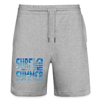 Sommer Surf Blue Strand Meer Wasser Sonne - Stanley/Stella Unisex Bio Joggingshorts Trainer  - Grau meliert - Vorne - Nik (191cm) & Marisol (170cm)