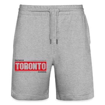 Toronto Bold Red Black Logo - Short de jogging bio TRAINER Stanley/Stella unisexe - gris chiné - Devant - Nik (191cm) & Marisol (170cm)