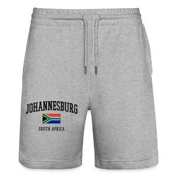 Johannesburg Flag South Africa Cities Design - Stanley/Stella Trainer Unisex Organic Jogging Shorts - heather grey - Front - Nik (191cm) & Marisol (170cm)