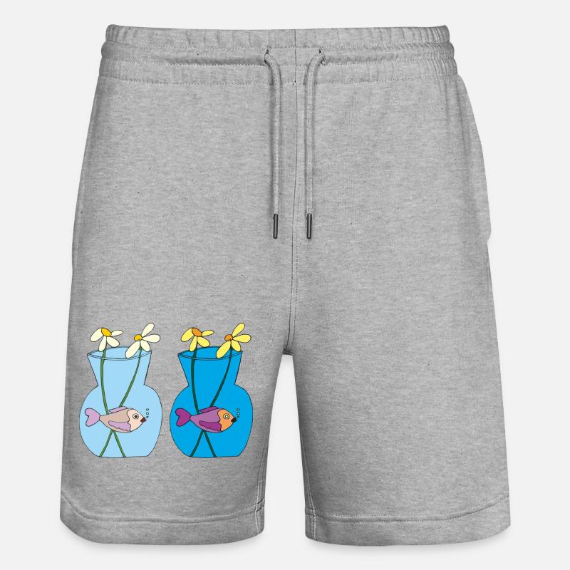 fisch im glas 2er - Stanley/Stella Unisex Bio Joggingshorts Trainer  - Grau meliert