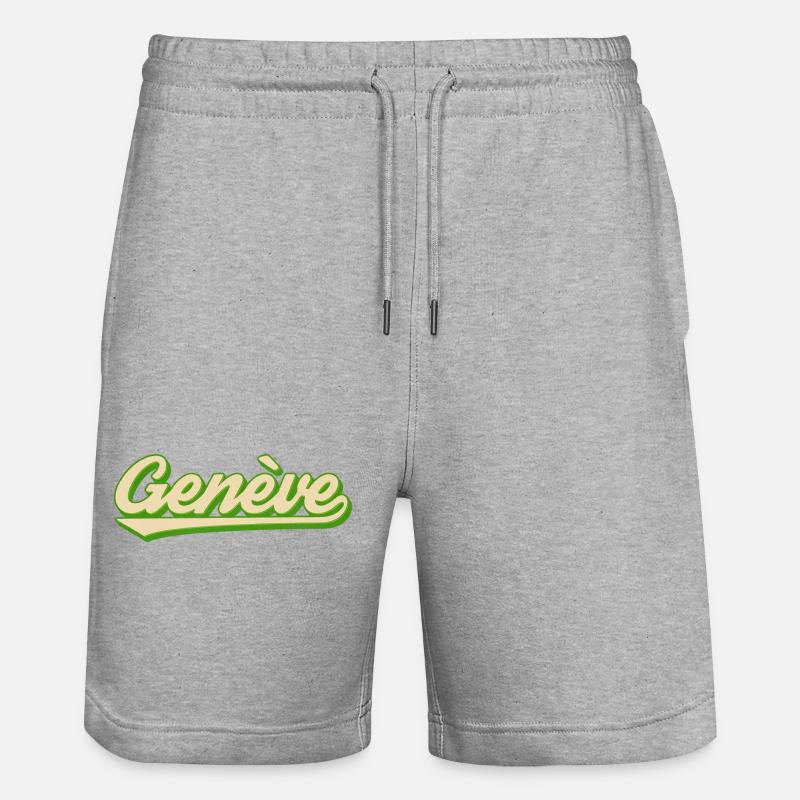 Genève Retro Script Lime - Stanley/Stella Trainer Unisex Organic Jogging Shorts - heather grey