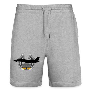 F-14 Tomcat - Stanley/Stella Unisex Bio Joggingshorts Trainer  - Grau meliert - Vorne - Nik (191cm) & Marisol (170cm)