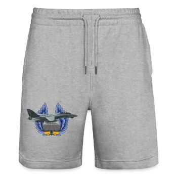 F-14 Tomcat - Stanley/Stella Unisex Bio Joggingshorts Trainer  - Grau meliert - Vorne - Nik (191cm) & Marisol (170cm)
