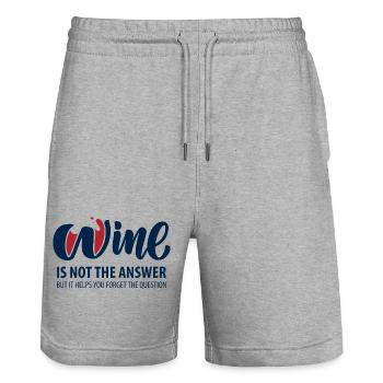 Wine is not the answer - Stanley/Stella Trainer Unisex Organic Jogging Shorts - heather grey - Front - Nik (191cm) & Marisol (170cm)