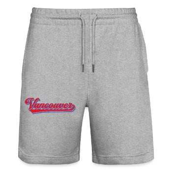 Lettrage de Vancouver Style rétro - Short de jogging bio TRAINER Stanley/Stella unisexe - gris chiné - Devant - Nik (191cm) & Marisol (170cm)