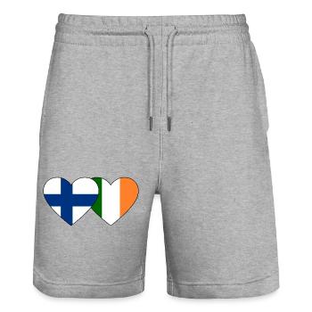 Finnland Irland Flagge Herz - Stanley/Stella Unisex Bio Joggingshorts Trainer  - Grau meliert - Vorne - Nik (191cm) & Marisol (170cm)