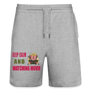 Keep calm and watching movie - Stanley/Stella Trainer Unisex Organic Jogging Shorts - heather grey - Front - Nik (191cm) & Marisol (170cm)