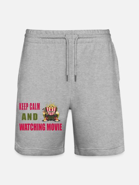 Keep calm and watching movie - Stanley/Stella Trainer Unisex Organic Jogging Shorts - heather grey