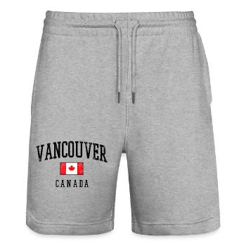 Vancouver, drapeau canadien - Short de jogging bio TRAINER Stanley/Stella unisexe - gris chiné - Devant - Nik (191cm) & Marisol (170cm)