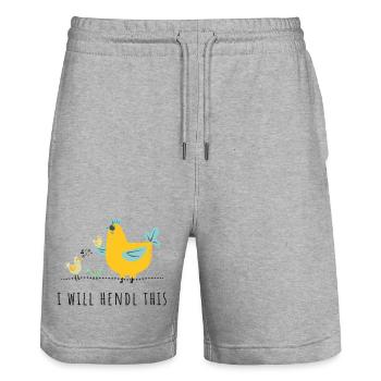 I will hendl this - Mama, Familie, Küken, Huhn - Stanley/Stella Unisex Bio Joggingshorts Trainer  - Grau meliert - Vorne - Nik (191cm) & Marisol (170cm)