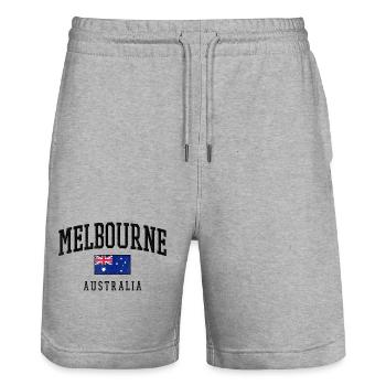  Melbourne Australien Flagge Design - Stanley/Stella Unisex Bio Joggingshorts Trainer  - Grau meliert - Vorne - Nik (191cm) & Marisol (170cm)
