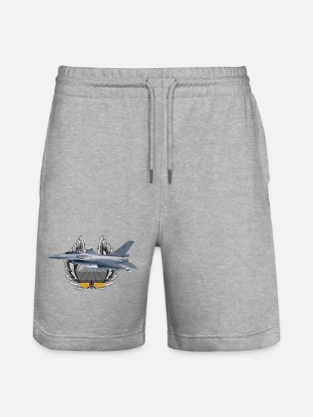F-16 Fighting Falcon - Stanley/Stella Trainer Unisex Organic Jogging Shorts - heather grey