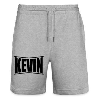 Name T-Shirt Kevin T-Shirt Geschenkidee - Stanley/Stella Unisex Bio Joggingshorts Trainer  - Grau meliert - Vorne - Nik (191cm) & Marisol (170cm)