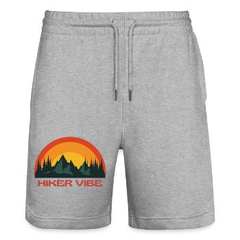 Wanderer, Wanderer, Wanderfreund - Stanley/Stella Unisex Bio Joggingshorts Trainer  - Grau meliert - Vorne - Nik (191cm) & Marisol (170cm)