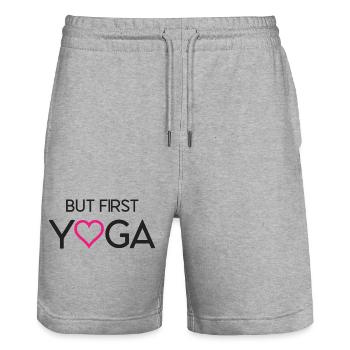Mais d’abord le yoga - Short de jogging bio TRAINER Stanley/Stella unisexe - gris chiné - Devant - Nik (191cm) & Marisol (170cm)