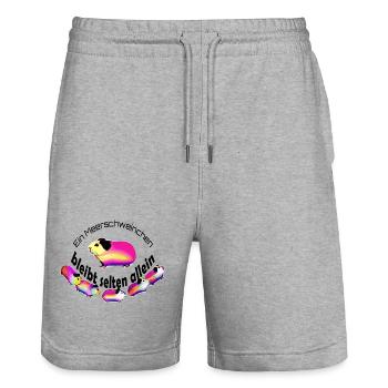 Bunte Meerschweinchen Statement  - Stanley/Stella Unisex Bio Joggingshorts Trainer  - Grau meliert - Vorne - Nik (191cm) & Marisol (170cm)
