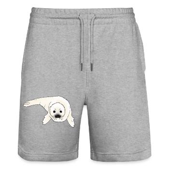 Seehund Baby - Stanley/Stella Unisex Bio Joggingshorts Trainer  - Grau meliert - Vorne - Nik (191cm) & Marisol (170cm)