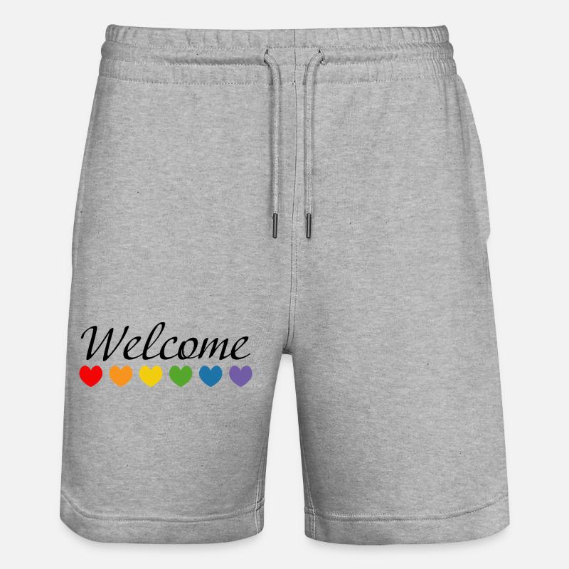 Rainbow Hearts Welcome noir - Short de jogging bio TRAINER Stanley/Stella unisexe - gris chiné