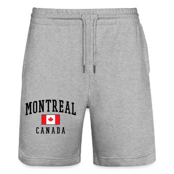 Montréal, Canada, Design avec motif de feuille d’érable - Short de jogging bio TRAINER Stanley/Stella unisexe - gris chiné - Devant - Nik (191cm) & Marisol (170cm)