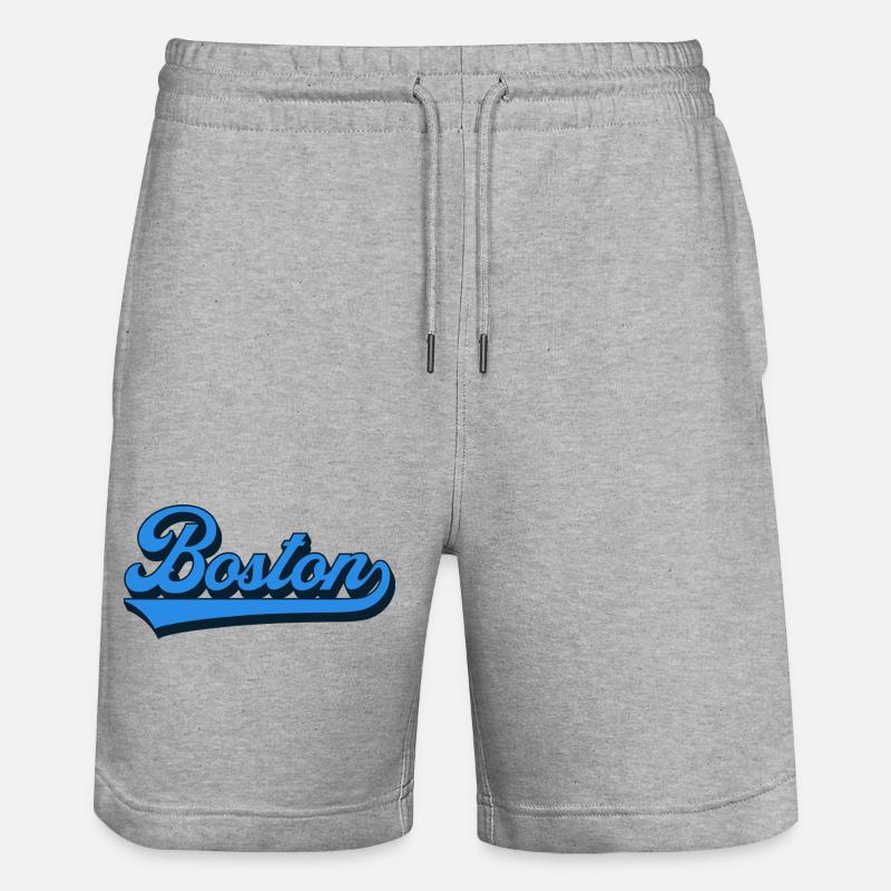 Boston Blue Script Retro - Stanley/Stella Trainer Unisex Organic Jogging Shorts - heather grey