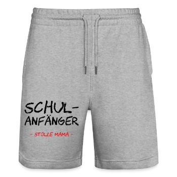 Schulanfänger. Stolze Mama - Stanley/Stella Unisex Bio Joggingshorts Trainer  - Grau meliert - Vorne - Nik (191cm) & Marisol (170cm)