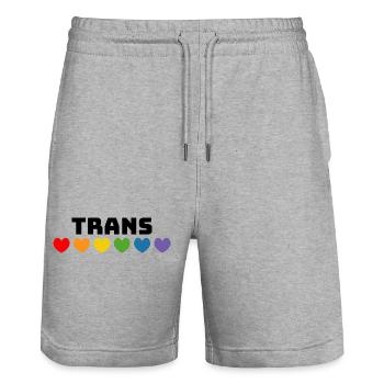 Regenbogenherzchen Trans schwarz - Stanley/Stella Unisex Bio Joggingshorts Trainer  - Grau meliert - Vorne - Nik (191cm) & Marisol (170cm)