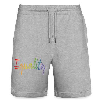 L’égalité arc-en-ciel | LGBT lgbtqi queer - Short de jogging bio TRAINER Stanley/Stella unisexe - gris chiné - Devant - Nik (191cm) & Marisol (170cm)