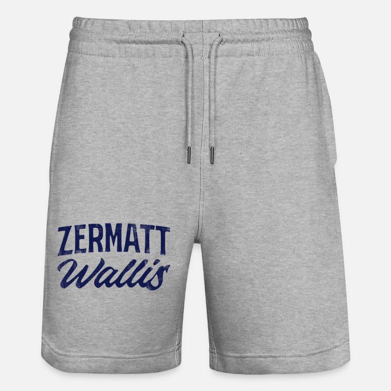 Zermatt Valais Alpine Script - Stanley/Stella Trainer Unisex Organic Jogging Shorts - heather grey