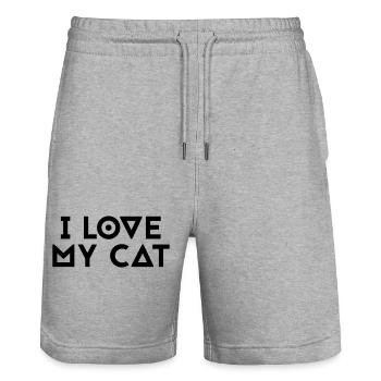 I love my cat - Stanley/Stella Unisex Bio Joggingshorts Trainer  - Grau meliert - Vorne - Nik (191cm) & Marisol (170cm)