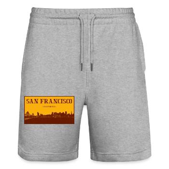 San Francisco Skyline Retro - Stanley/Stella Unisex Bio Joggingshorts Trainer  - Grau meliert - Vorne - Nik (191cm) & Marisol (170cm)