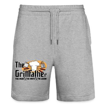 Der Grillvater, Der Grillvater für den Grill # - Stanley/Stella Unisex Bio Joggingshorts Trainer  - Grau meliert - Vorne - Nik (191cm) & Marisol (170cm)