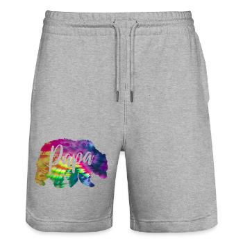 Bären Vater Batik Tie Dye Bär - Stanley/Stella Unisex Bio Joggingshorts Trainer  - Grau meliert - Vorne - Nik (191cm) & Marisol (170cm)