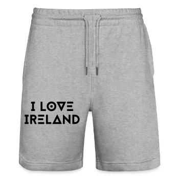 I LOVE IRELAND - Stanley/Stella Trainer Unisex Organic Jogging Shorts - heather grey - Front - Nik (191cm) & Marisol (170cm)