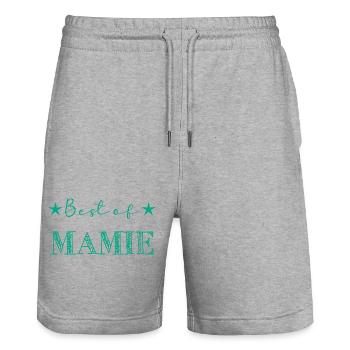 MAMIE. MAMAN. FÊTE DES MÈRES - Short de jogging bio TRAINER Stanley/Stella unisexe - gris chiné - Devant - Nik (191cm) & Marisol (170cm)