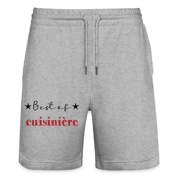 CUISINIERE. MAMAN. FÊTE DES MÈRES. BONNE FÊTE - Short de jogging bio TRAINER Stanley/Stella unisexe - gris chiné - Devant - Nik (191cm) & Marisol (170cm)