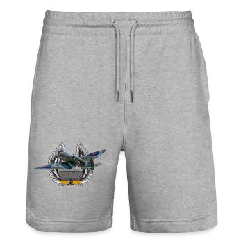 Spitfire - Stanley/Stella Trainer Unisex Organic Jogging Shorts - heather grey - Front - Nik (191cm) & Marisol (170cm)