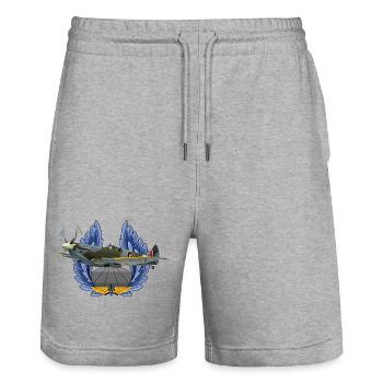 Spitfire - Stanley/Stella Trainer Unisex Organic Jogging Shorts - heather grey - Front - Nik (191cm) & Marisol (170cm)
