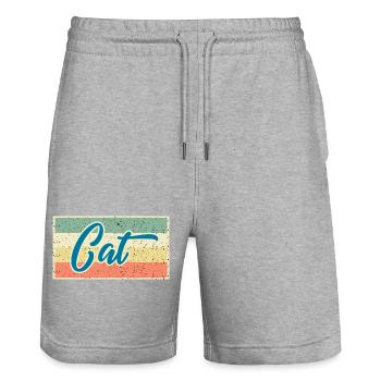 Cat Retro Design - Pour les vrais fans de chats - Short de jogging bio TRAINER Stanley/Stella unisexe - gris chiné - Devant - Nik (191cm) & Marisol (170cm)