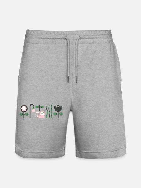 hungry pink snail with flowers - Stanley/Stella Trainer Unisex Organic Jogging Shorts - heather grey